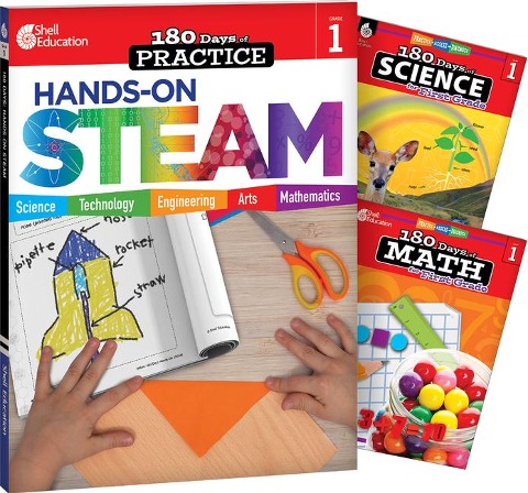 180 Days(tm) Steam, Science, & Math Grade 1: 3-Book Set: Practice, Assess, Diagnose