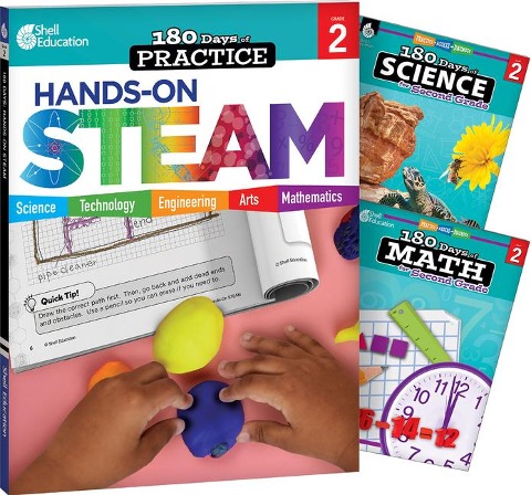 180 Days(tm) Steam, Science, & Math Grade 2: 3-Book Set: Practice, Assess, Diagnose