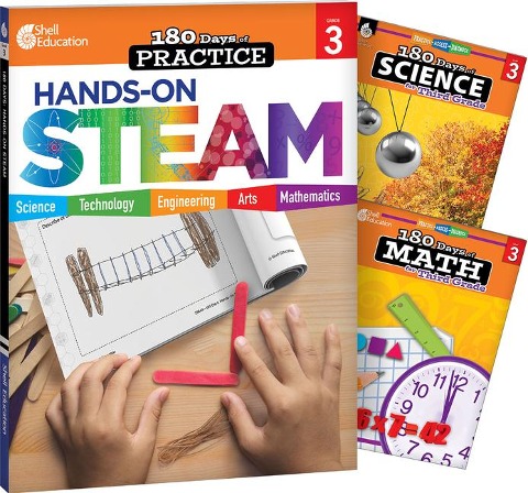 180 Days(tm) Steam, Science, & Math Grade 3: 3-Book Set: Practice, Assess, Diagnose