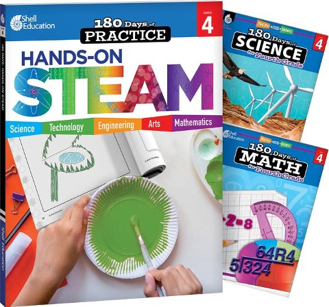 180 Days(tm) Steam, Science, & Math Grade 4: 3-Book Set: Practice, Assess, Diagnose
