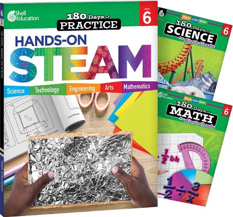 180 Days(tm) Steam, Science, & Math Grade 6: 3-Book Set: Practice, Assess, Diagnose