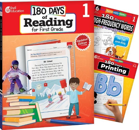 180 Days(tm) Reading, High-Frequency Words, & Printing Grade 1: 3-Book Set: Practice, Assess, Diagnose