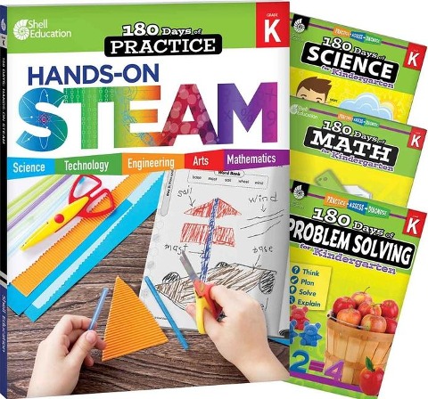 180 Days(tm) Steam, Science, Math, & Problem Solving Grade K: 4-Book Set: Practice, Assess, Diagnose