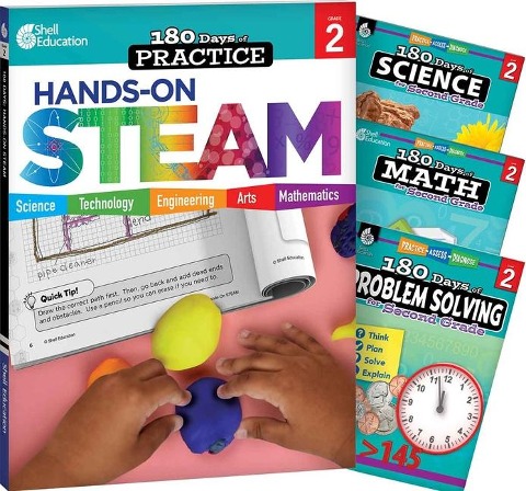 180 Days(tm) Steam, Science, Math, & Problem Solving Grade 2: 4-Book Set: Practice, Assess, Diagnose