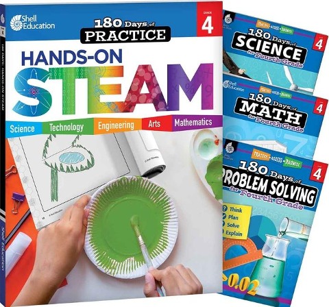 180 Days(tm) Steam, Science, Math, & Problem Solving Grade 4: 4-Book Set: Practice, Assess, Diagnose