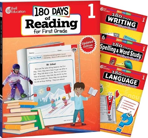 180 Days(tm) Reading 2nd Ed, Writing, Spelling, & Language Grade 1: 4-Book Set: Practice, Assess, Diagnose