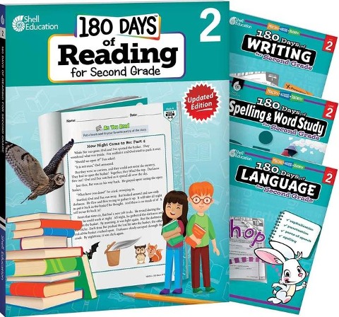 180 Days(tm) Reading 2nd Ed, Writing, Spelling, & Language Grade 2: 4-Book Set: Practice, Assess, Diagnose