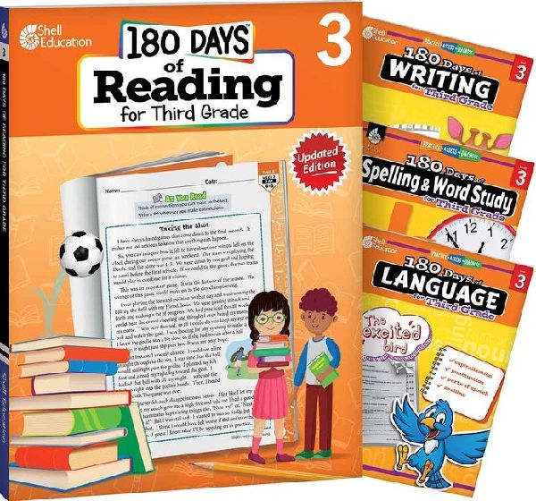 180 Days(tm) Reading 2nd Ed, Writing, Spelling, & Language Grade 3: 4-Book Set: Practice, Assess, Diagnose
