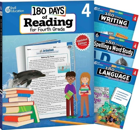180 Days(tm) Reading 2nd Ed, Writing, Spelling, & Language Grade 4: 4-Book Set: Practice, Assess, Diagnose