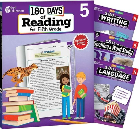 180 Days(tm) Reading 2nd Ed, Writing, Spelling, & Language Grade 5: 4-Book Set: Practice, Assess, Diagnose