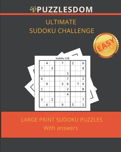 Puzzledom Ultimate Sudoku Challenge Large Print Sudoku Puzzles with Answers