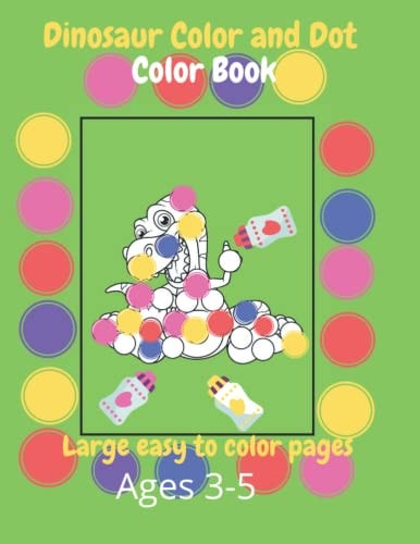 Dinosaur Color and Dot Coloring Book