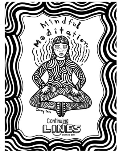 Mindful Meditation Continuing Lines Coloring Book