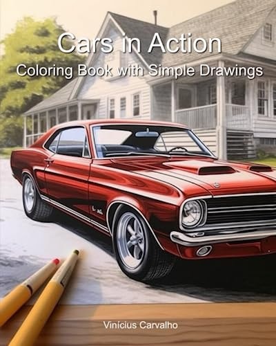 Cars in Action Coloring Book with Simple Drawings