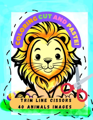 Coloring Cut and Paste! Trim Line Cissors Animals