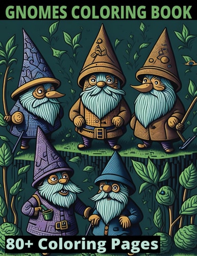 Gnomes Adult Coloring Book Stress Relief Cute Whimsical Gnomes For Adults Fantasy