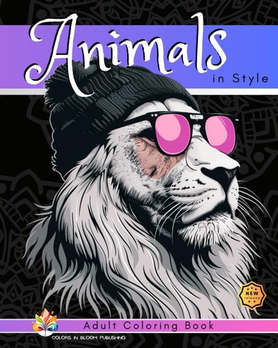 Animals in Style Adult Coloring Book