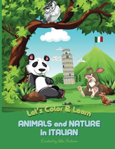 Animals and Nature in Italian Coloring Book