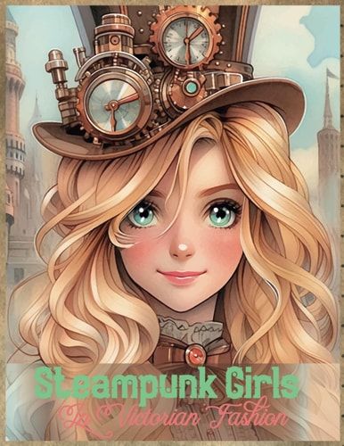 Steampunk Girls in Victorian Fashion Anime Coloring Book For Adults And Teens