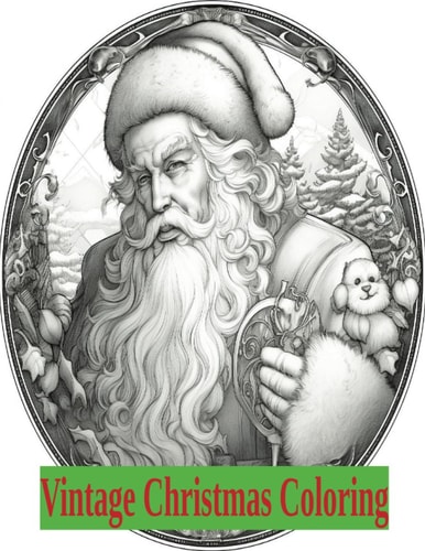 Vintage Christmas Coloring Grayscale Images for Christmas Lovers, Relaxing and Stress Relief