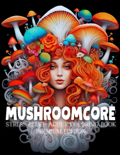 Stress Relief Adult Coloring Book Premium Mushroomcore Coloring Book To Practice Mindfulness, Lower Stress, Reduce Anxiety, And Relax