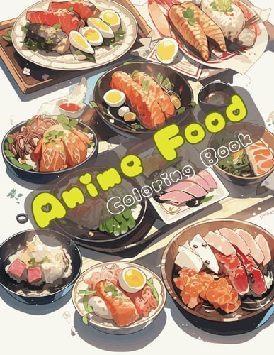 Anime Food Coloring Book For Relaxation, Anime Enthusiasts, Stress Relief, Adult Coloring Book