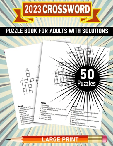 Large Print Crossword Puzzle Book For Adults With Solutions