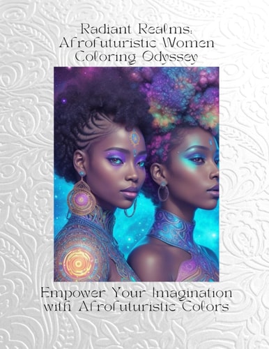 Radiant Realms Afrofuturistic Women Coloring Odyssey
