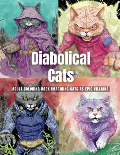 Diabolical Cats Adult Coloring Book Imagining Cats as Epic Villains
