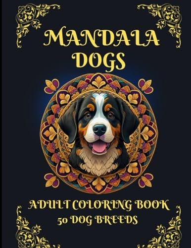 Mandala Dogs Adult Coloring Book