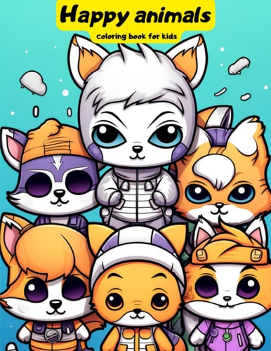Happy Animals Coloring Book for Kids