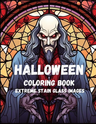 Halloween Stain Glass Style Coloring Book