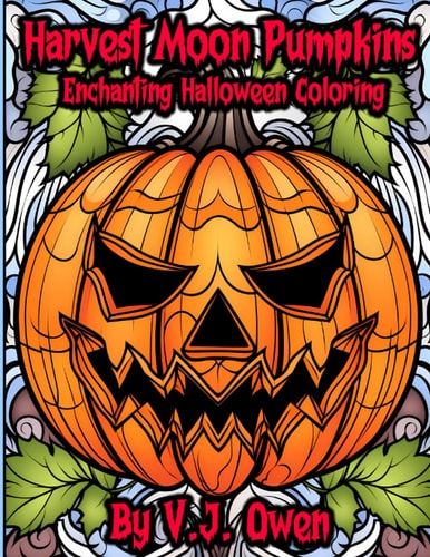 Harvest Moon Pumpkins Enchanting Halloween Coloring