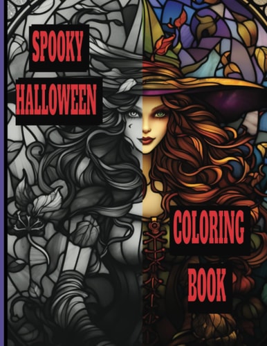 Spooky Halloween Coloring Book Gothic Spooky Pages to Color. Inspired from Stained Glass Patterns.