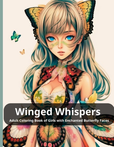 Winged Whispers Adult Coloring Book of Girls with Enchanted Butterfly Faces