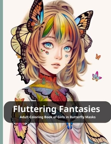 Fluttering Fantasies Adult Coloring Book of Girls in Butterfly Masks