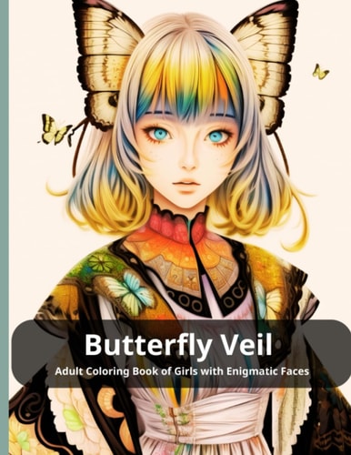 Butterfly Veil Adult Coloring Book of Girls with Enigmatic Faces