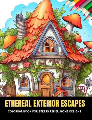 Ethereal Exterior Escapes Coloring Book for Stress Relief, Home Designs, 50 Pages, 8.5 X 11 Inches