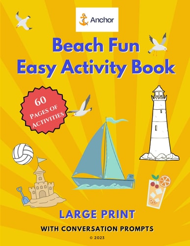 Beach Fun Easy Activity Book Large Print with Conversation Prompts
