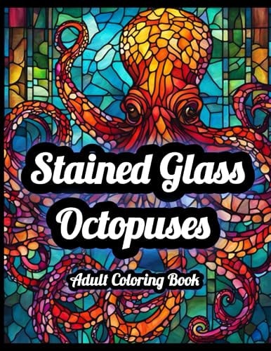 Stained Glass Octopuses Adult Coloring Book