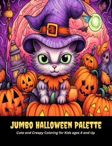 Jumbo Halloween Palette Cute and Creepy Coloring for Kids Ages 4 and Up, 50 Pages, 8.5x11 Inches