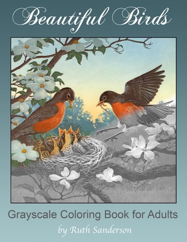 Beautiful Birds Grayscale Coloring Book for Adults