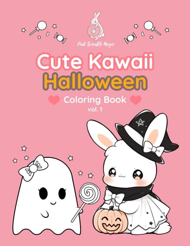 PinkSprinkleMagic Cute Kawaii Halloween Coloring Book Adorable Witches, Ghosts, and Pumpkins: A Magical Coloring Journey for All Ages