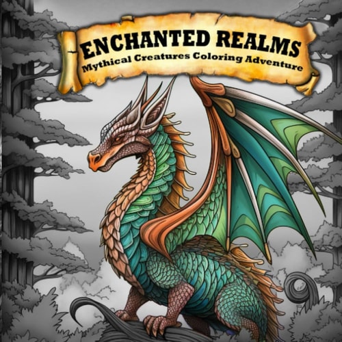 Enchanted Realms Mythical Creatures Coloring Adventure Adult Coloring Book Stress Relief