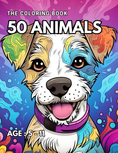 50 Animals Coloring Book Awesome & Nice ColoringBook Kids 5 to 11
