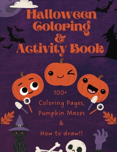 Kids Halloween Coloring & Activity Book Mandala, Mazes & Learn to Draw with Me!