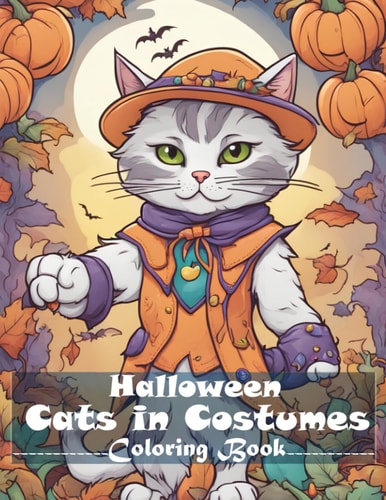 Cats in Costumes Halloween Coloring Book