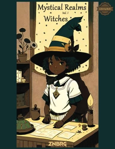 Mystical Realms - Witches Halloween Coloring Book for All Ages, 33 Illustrations