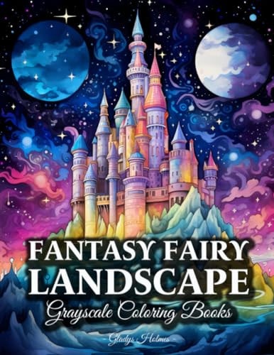 Fantasy Fairy Landscape Whimsical World Fantasy Grayscale Coloring Books For Adults