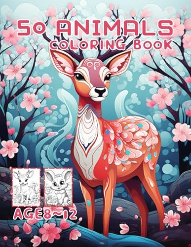 50 Animals Coloring Book Awesome 50 Animals Coloring Book Kids 8 12
